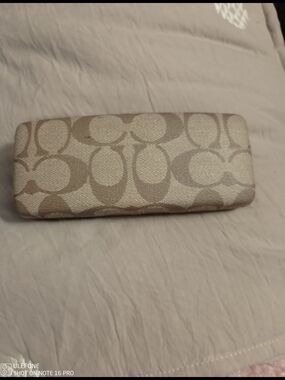 Coach Signature Jacquard Sunglasses Case in Beige